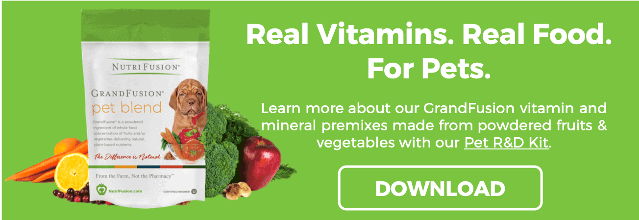 NutriFusion Pets CTA vitamin and mineral premixes pet food pet treats natural ingredients