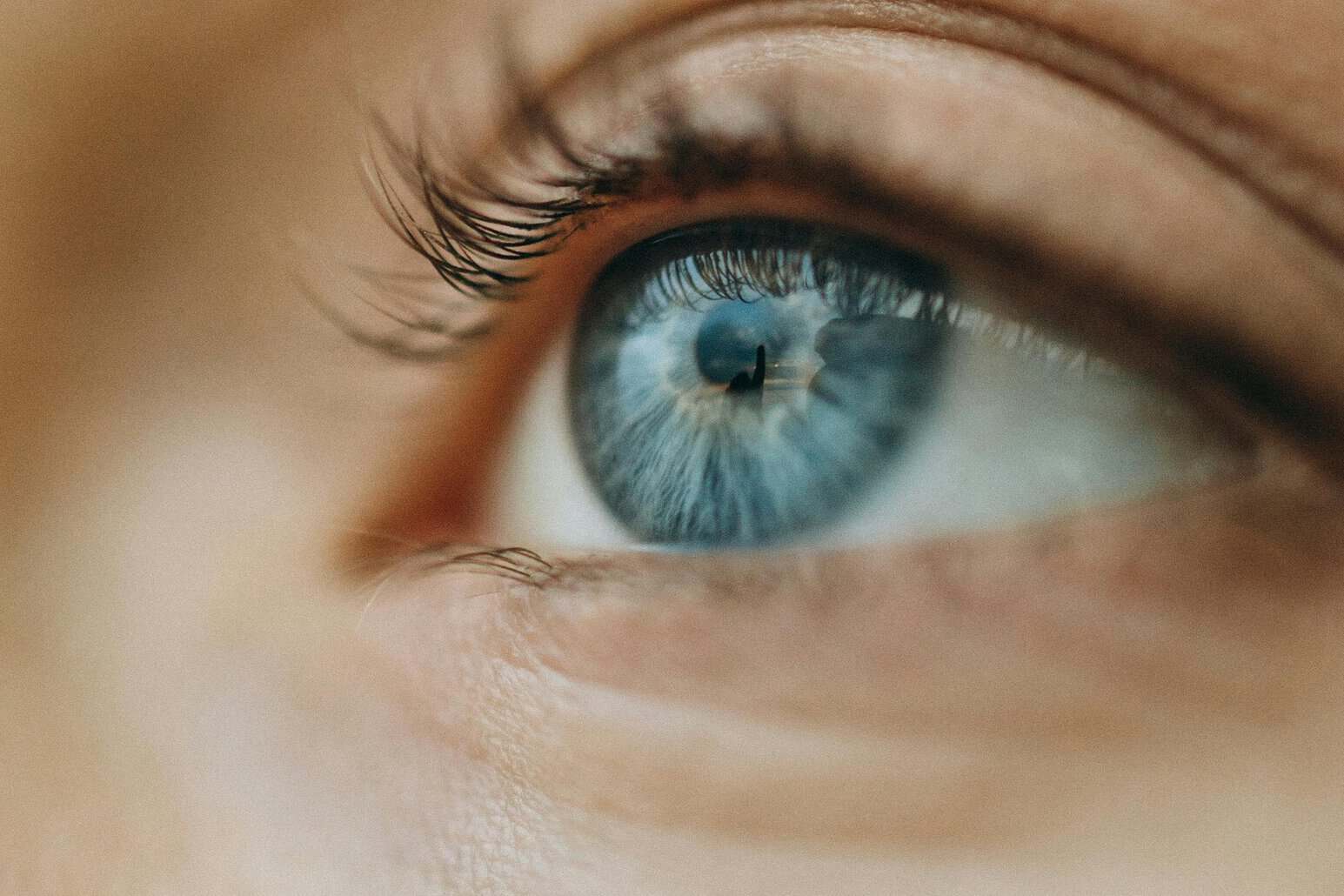 This photo features a closeup of an eye
